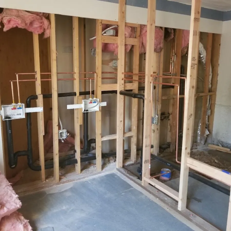 Copper pipe rough-in and plumbing installation in South Bend